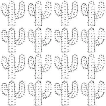 Mexican cactus in doodle style. Simple seamless pattern. Stock Illustration