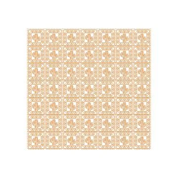 Mexican cactus icons pattern with orange color on white background Stock Illustration