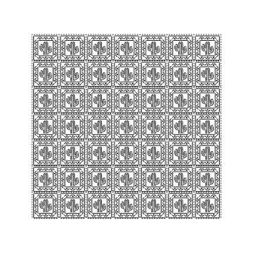 Mexican cactus icons pattern in white background Illustrazione stock