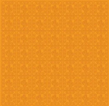 Mexican cactus pattern and orange background vector design Illustrazione stock