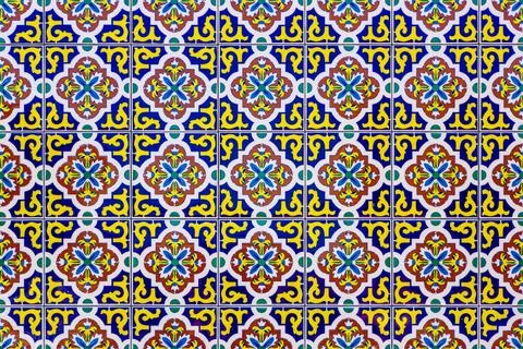 Mexican Ceramic Mosaic Wall. Tile Background Stock Photos