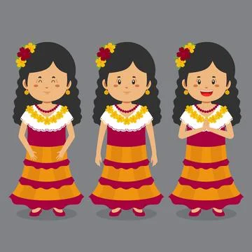 Mexican Character with Various Expression Stock Illustration