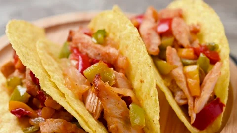 Mexican chicken tacos Stock Footage 341943034