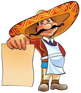 Mexican chief with menu Stock Illustration