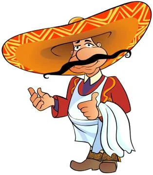Mexican chief with thumb up. Stock Illustration
