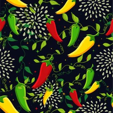 Mexican chili seamless pattern Stockillustratie