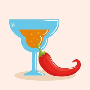 Mexican cocktail and chilli vector design Stock Illustration