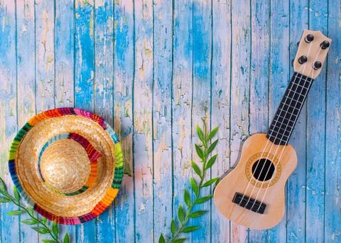 Mexican composition with copy space on blue background Stock-Fotos