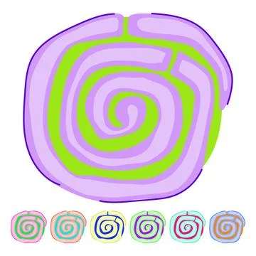 Mexican concha bread doodle with spiral pattern graphic 库存插图