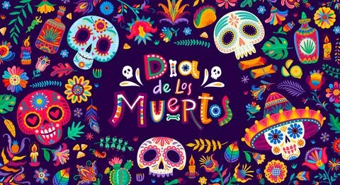 Mexican Day of the Dead Dia de Los Muertos banner Ilustración de archivo