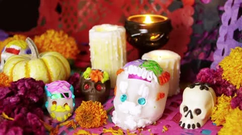 Mexican Day Of The Dead Offering Stock Footage 8955987