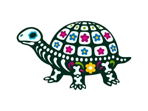 Mexican day of the dead turtle tattoo sugar skull イラスト素材