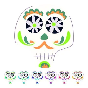 Mexican dead day skull vector cartoon graphic Stock Illustration