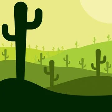 Mexican desert cactus scene in vector format. Stock Illustration