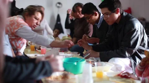 Mexican Dinner Around Large Table Stock Footage 50248311