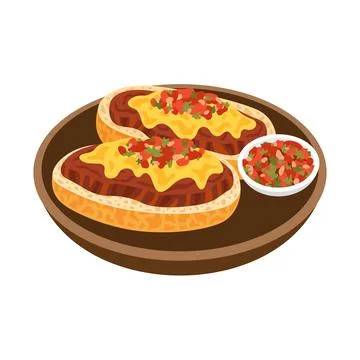 Mexican dish Mollete vector illustration Stock Illustration