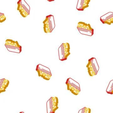 Mexican dish potato snack isometric icon seamless pattern Stock Illustration