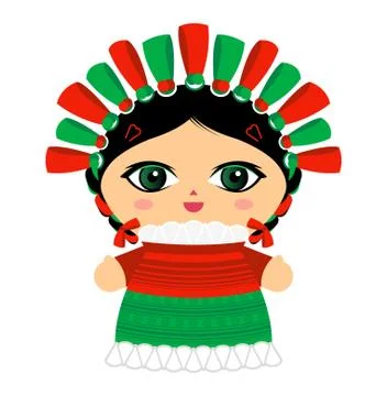 Mexican Doll vector illustration, Mexico traditional style doll. Stock Illustration