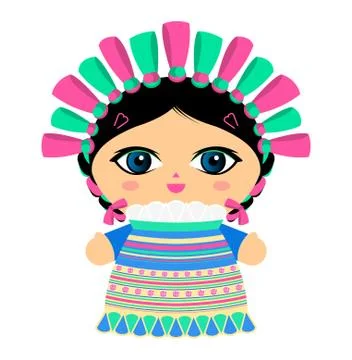 Mexican Doll vector illustration, Mexico traditional style doll. Stock Illustration