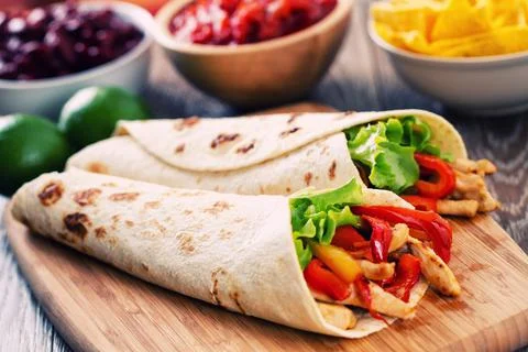 Mexican Fajitas with Chicken and Vegetables. High quality photo Stock Photos