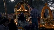 Mexican Family Standing In Front Of A Day Of The Dead Shrine Stock Footage