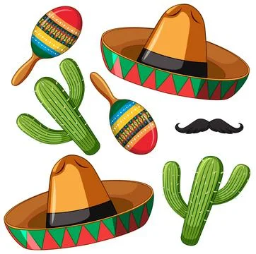 Mexican Fiesta Elements Vector Stock Illustration