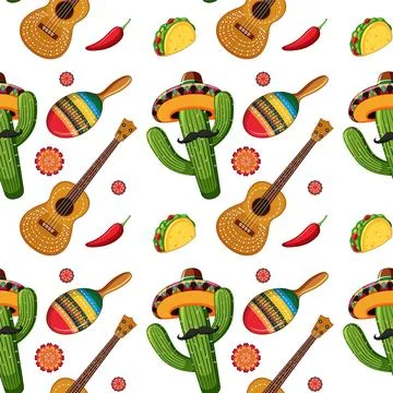 Mexican Fiesta Seamless Pattern Stock Illustration