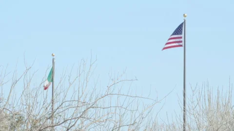 Mexican Flag with the American Flag Stock Footage 60130011