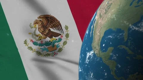 Mexican Flag and Mexico Map on Earth Globe 4K Stock Footage 220780668
