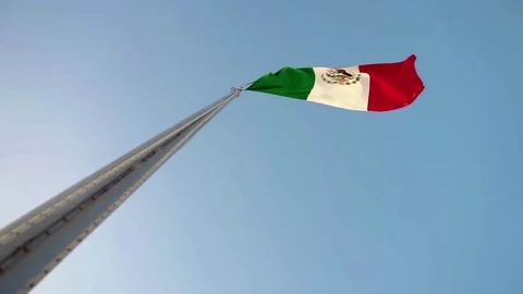 Mexican Flag From Below Slow Motion Video stock 71587142