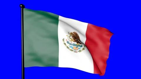 Mexican flag with blue background on 4k Stock Footage 96475142