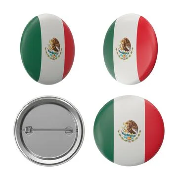 Mexican flag button badges in various perspectives Stock Illustration