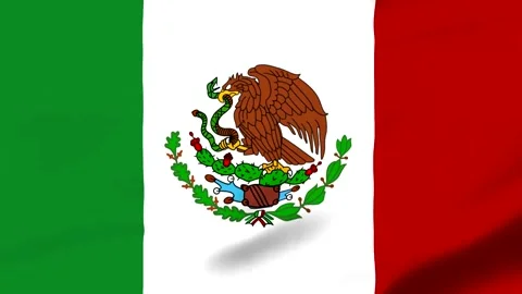 Mexican flag with eagle emblem on white background Video stock 343573327