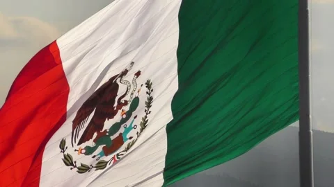 Mexican Flag extreme closeup Stock Footage 284058747