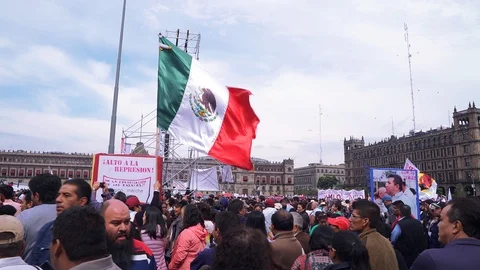 Mexican flag flutters Stock Footage 113058753