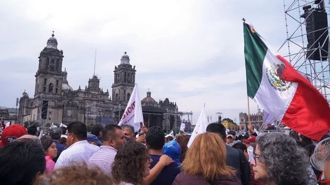 Mexican flag flutters Stock Footage 113061262