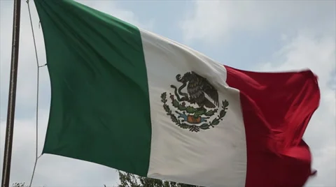 Mexican Flag Flying in Wind Stock Footage 53353273
