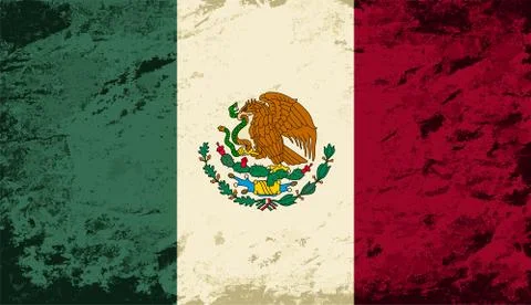 Mexican flag. Grunge background. Vector illustration Stock Illustration