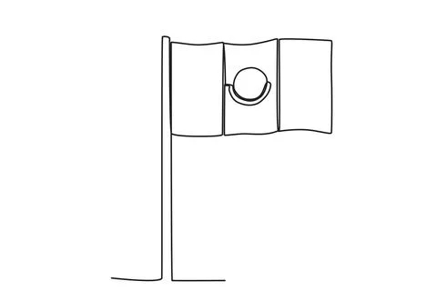 A Mexican flag on a high pole Stock Illustration
