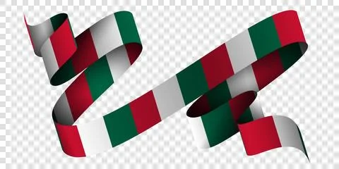 Mexican flag. irregular waving of the Mexican flag ribbon in striped color Stock Illustration