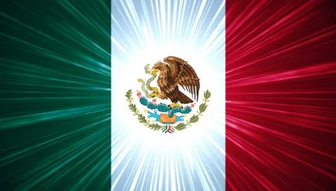 Mexican flag with light rays Stock Illustration