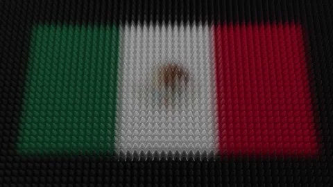 Mexican Flag Light Shining on Scrolling Bullets Video stock 254487401