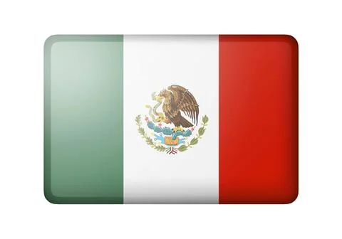 The Mexican flag. Rectangular matte icon. Isolated on white background Stock Illustration