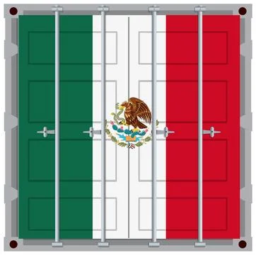 Mexican Flag on Shipping Container Stock Illustration