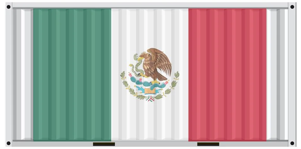 Mexican Flag on Shipping Container Stock Illustration