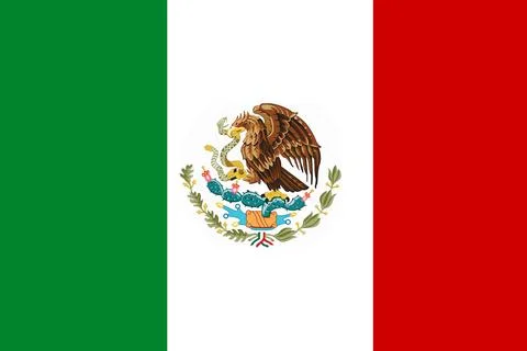 Mexican flag is showing flat vector design with eagle, snake, cactus, oak laurel 写真素材