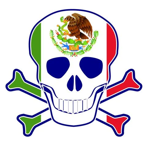 Mexican Flag Skull Illustrazione stock