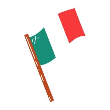 Mexican flag in stele vector map illustration, isolated on white background. Stock Illustration