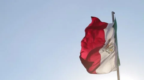 Mexican flag in the sun 2 Stock Footage 45653400