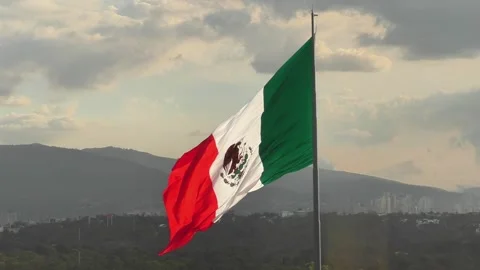 Mexican Flag in the Sun Stock Footage 284056216
